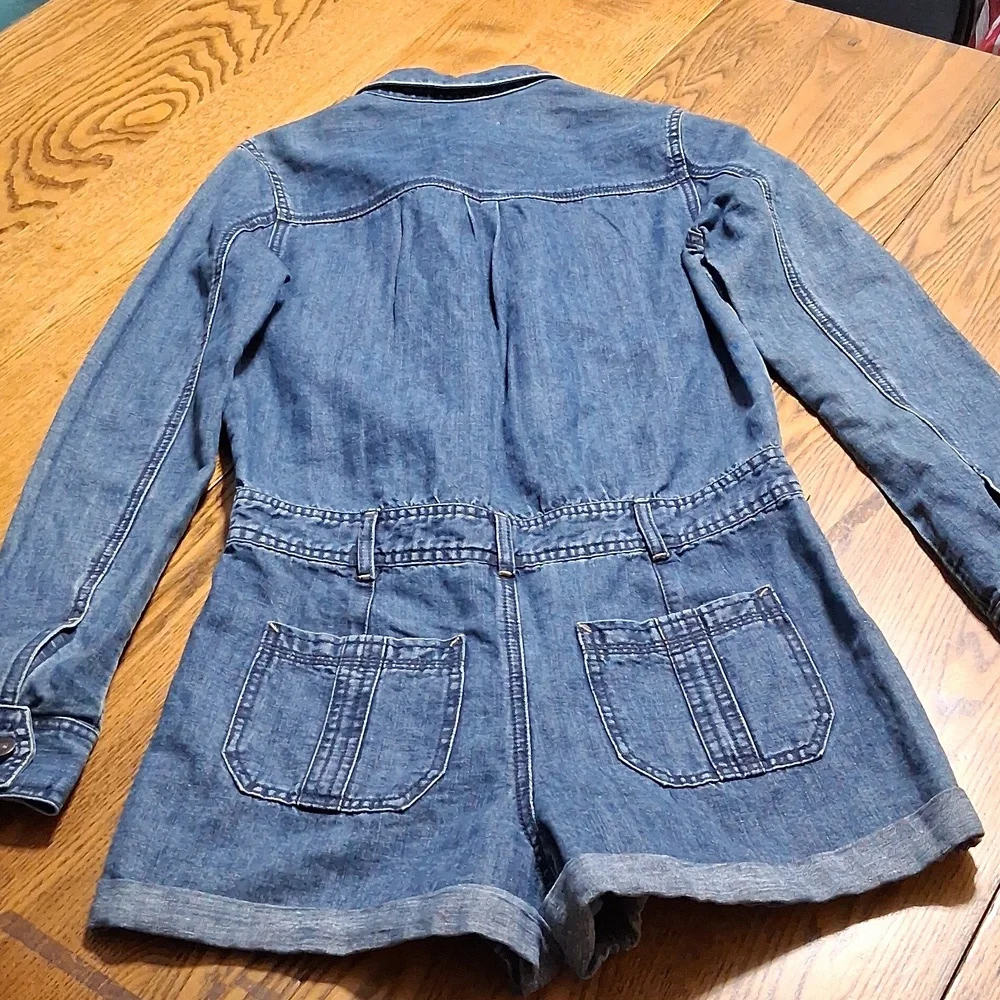 ABERCROMBIE & FITCH ROMPER Jean 00 Women BLUE Denim Preowned Used Long Sleeves - Picture 8 of 8